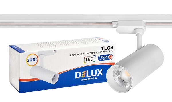 Прожектор светодиодный трековый DELUX TL04 20 Вт 36° _4000K белый 90015882 фото