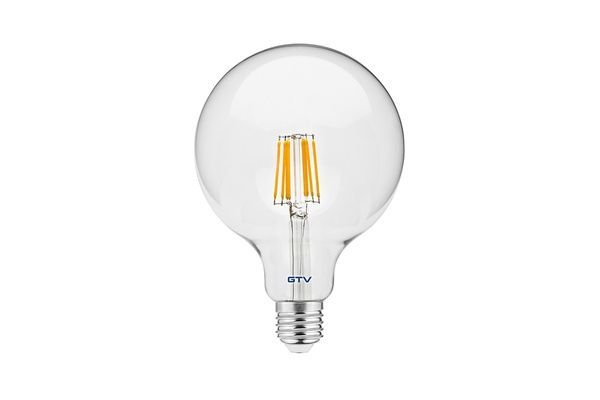 Лампа GTV LED 8W FILAMENT, G125, 3000K, E27 (LD-G125FL8-30) LD-G125FL8-30 фото