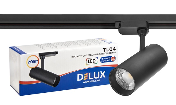 Прожектор светодиодный трековый DELUX TL04 20 Вт 36° _4000K черный 90015883 фото