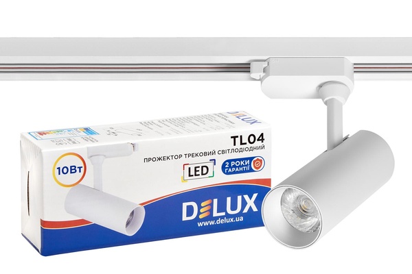Прожектор светодиодный трековый DELUX TL04 10 Вт 24° _4000K белый 90015876 фото