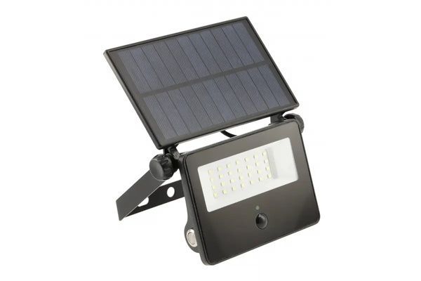 Прожектор GTV LUMOS II, датчик руху, сонячна панель, 2000Lm, 2600mAh, 6400K, IP65, зарядний, чорний (LD-LUMOSII-2000-64) LD-LUMOSII-2000-64 фото