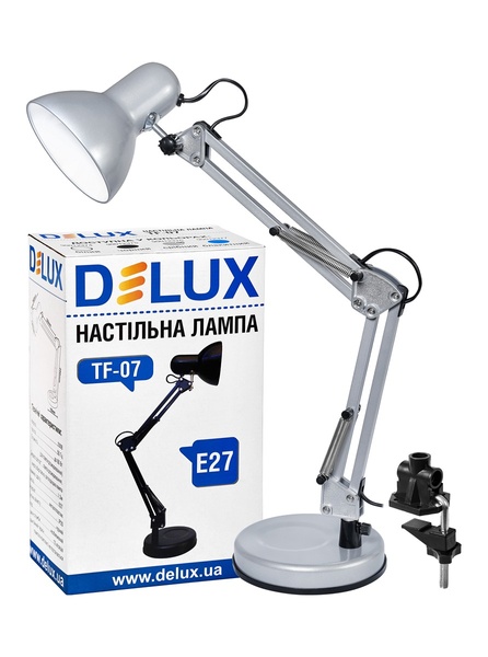 Настольная лампа DELUX 90012376 TF-07_E27 серебро 90012376 фото