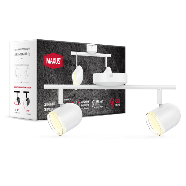 Спот світильник на 2 лампи MAXUS MSL-01C 2x4W 4100K білий 2-MSL-10841-CW фото