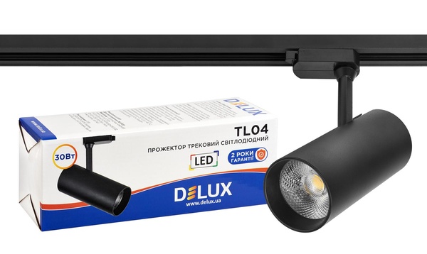 Прожектор светодиодный трековый DELUX TL04 30 Вт 24° _4000K черный 90015881 фото