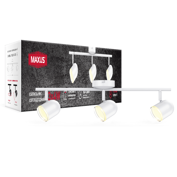Спот світильник на 3 лампи MAXUS MSL-01C 3x4W 4100K білий 3-MSL-11241-CW фото