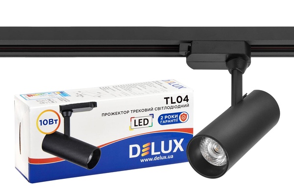 Прожектор Світлодіодний Трековий DELUX TL04 10 Вт 24° _4000K чорний 90015877 фото