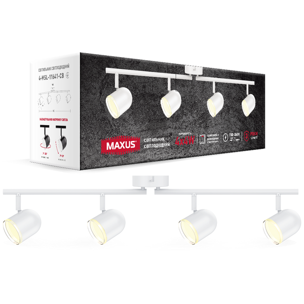 Спот світильник на 4 лампи MAXUS MSL-01C 4x4W 4100K білий 4-MSL-11641-CW фото