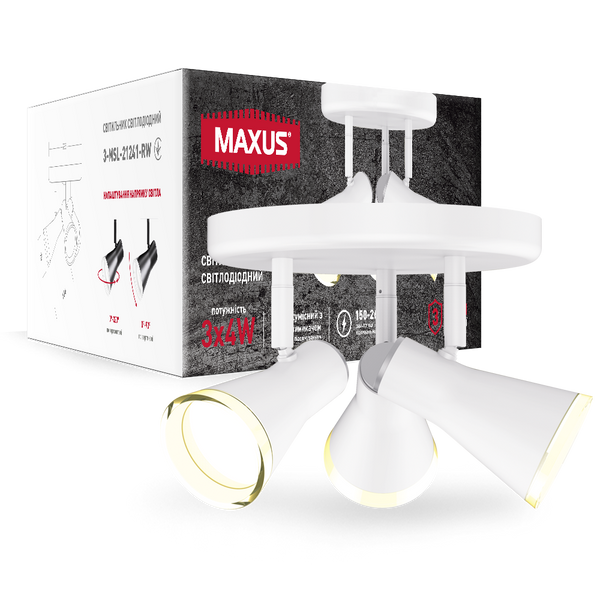 Спот світильник на 3 лампи MAXUS MSL-02R 3x4W 4100K білий 3-MSL-21241-RW фото