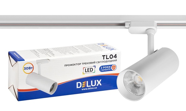 Прожектор светодиодный трековый DELUX TL04 30 Вт 24° _4000K белый 90015880 фото