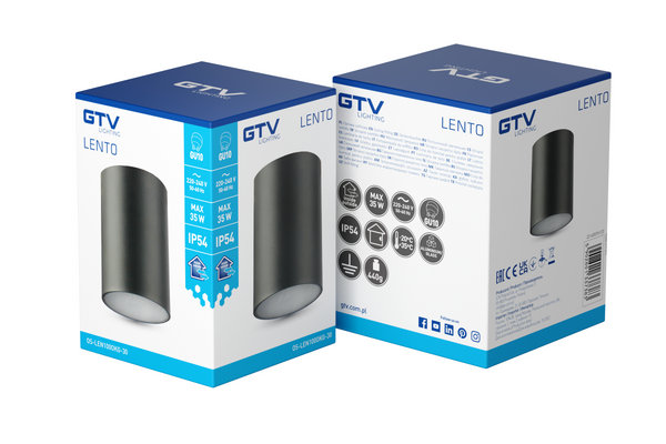 Cвітильник GTV LENTO, алюміній, 100x130, IP54, max 35W, круглий, графіт (OS-LEN100OKG-30) OS-LEN100OKG-30 фото